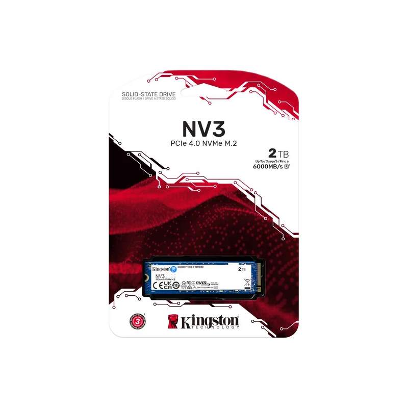 Kingston NV3 M.2 2280 PCIe 4.0 NVMe SSD (500GB, 1TB, 2TB)