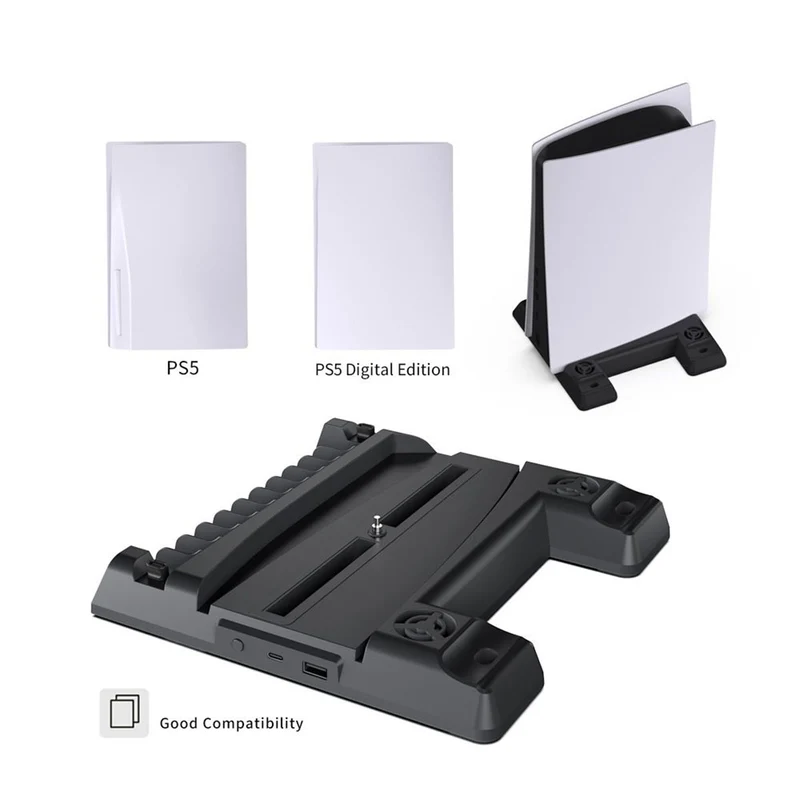 Dobe Multifunctional Cooling & Charging Stand For PS5 / PS5 Slim (Black) TP5-0593S