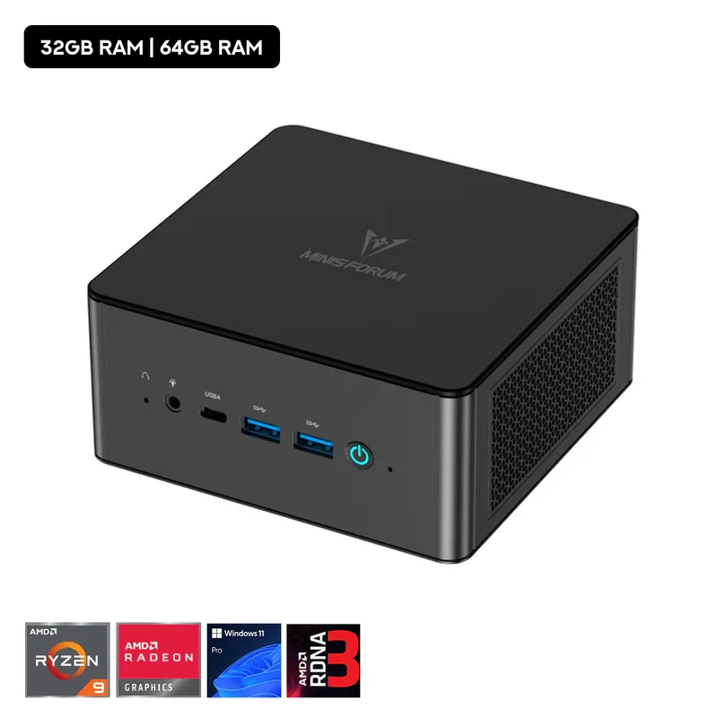 Minisforum Elite Mini UM890 Pro AMD Ryzen 9 8945HS (32GB RAM, 64GB RAM) 1TB SSD AMD Radeon 780M Windows 11 Pro Mini Gaming PC