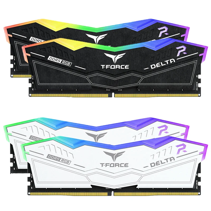 TeamGroup T-Force Delta RGB 64GB (2x32GB) DDR5 6000MHz CL38-38-38-78 1.35V Gaming Desktop Memory (Black, White)