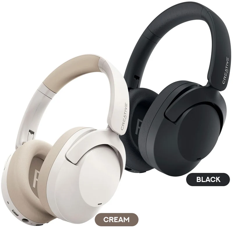Creative Zen Hybrid 2 Bluetooth Headphones (Black, Cream)
