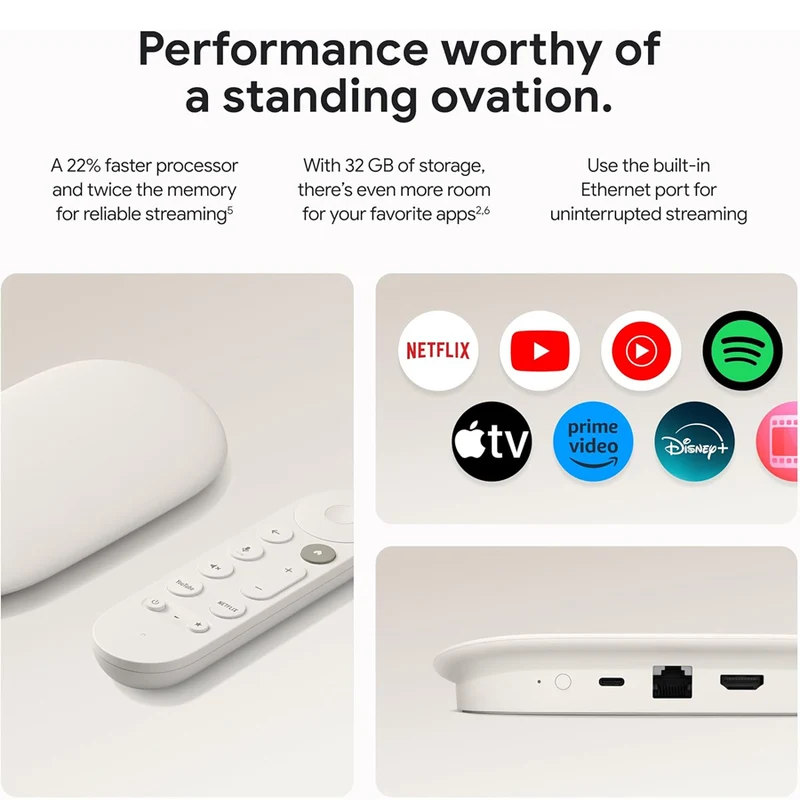 Google TV Streamer (4K) with Voice Remote 32GB (Porcelain)