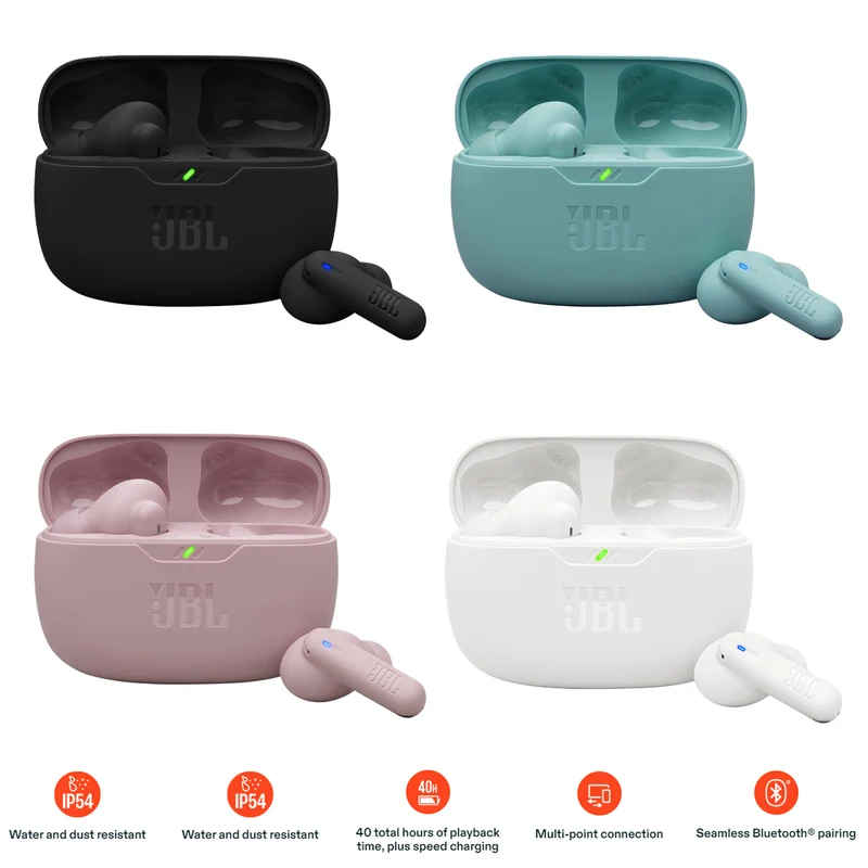 JBL Wave Beam 2 True Wireless Noise Cancelling Earbuds (Black, Blue, Pink, White)