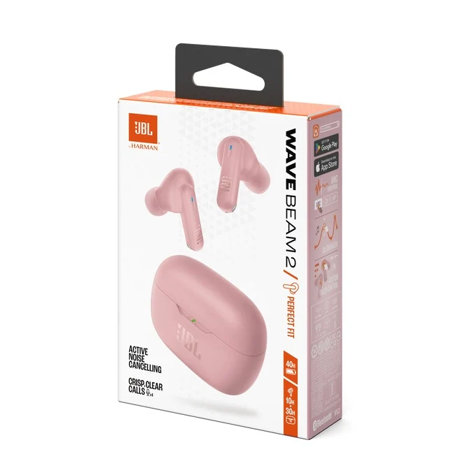 JBL Wave Beam 2 True Wireless Noise Cancelling Earbuds (Black, Blue, Pink, White)