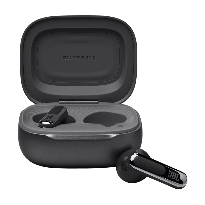 JBL Live Flex 3 True Wireless Noise-Cancelling Earbuds with Open-Stick Design & Smart Charging Case (Black, Silver, Blue, Purple)