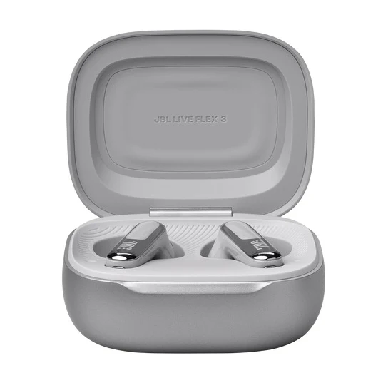 JBL Live Flex 3 True Wireless Noise-Cancelling Earbuds with Open-Stick Design & Smart Charging Case (Black, Silver, Blue, Purple)