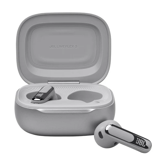 JBL Live Flex 3 True Wireless Noise-Cancelling Earbuds with Open-Stick Design & Smart Charging Case (Black, Silver, Blue, Purple)