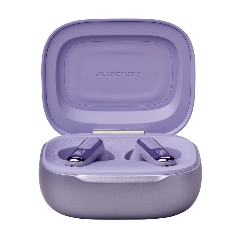 JBL Live Flex 3 True Wireless Noise-Cancelling Earbuds with Open-Stick Design & Smart Charging Case (Black, Silver, Blue, Purple)