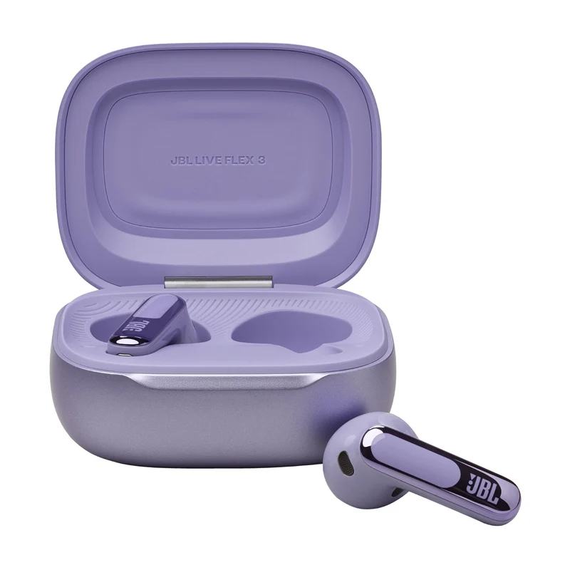 JBL Live Flex 3 True Wireless Noise-Cancelling Earbuds with Open-Stick Design & Smart Charging Case (Black, Silver, Blue, Purple)
