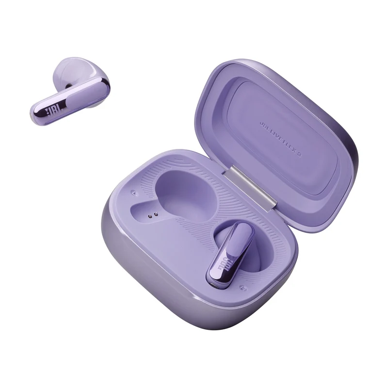 JBL Live Flex 3 True Wireless Noise-Cancelling Earbuds with Open-Stick Design & Smart Charging Case (Black, Silver, Blue, Purple)