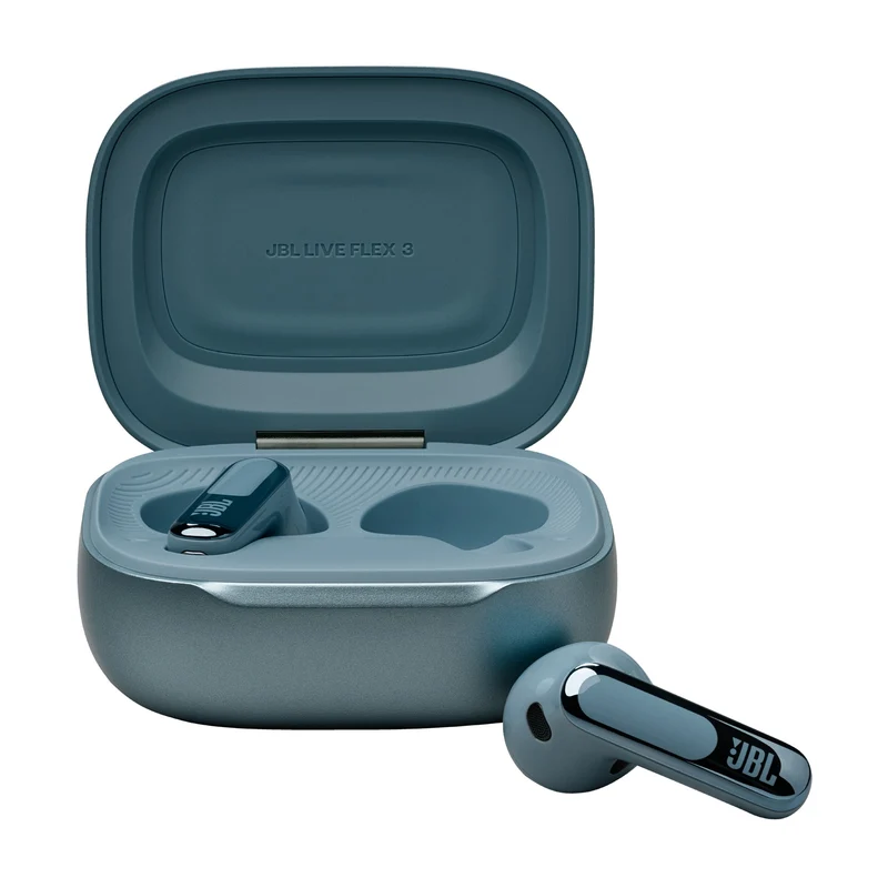 JBL Live Flex 3 True Wireless Noise-Cancelling Earbuds with Open-Stick Design & Smart Charging Case (Black, Silver, Blue, Purple)