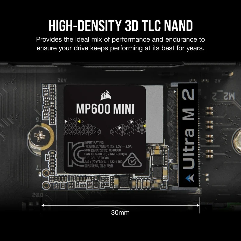 Corsair MP600 Mini 1TB PCIe Gen4 X4 NVME M.2 2230 SSD (CSSD-F1000GBMP600MNR2)