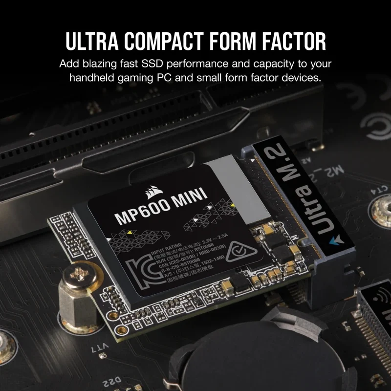 Corsair MP600 Mini 1TB PCIe Gen4 X4 NVME M.2 2230 SSD (CSSD-F1000GBMP600MNR2)