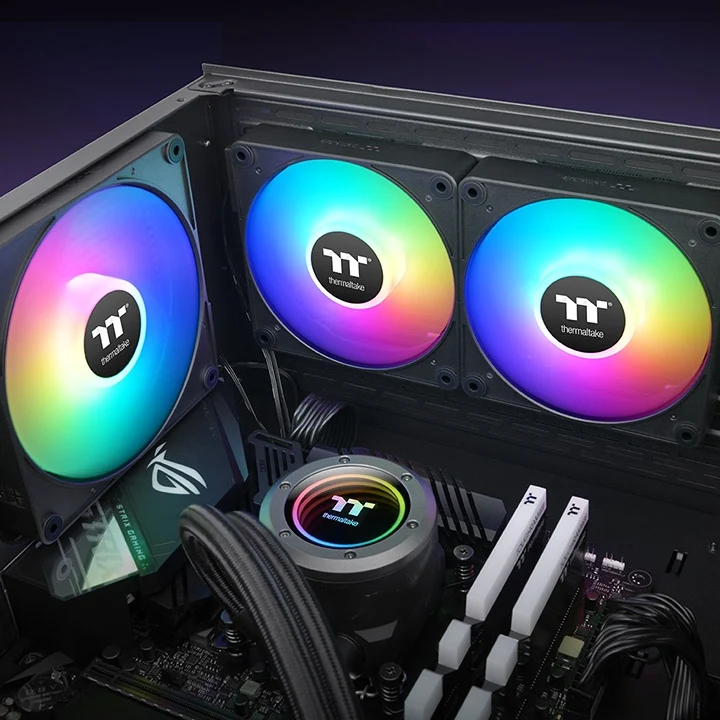 Thermaltake CT140 EX ARGB Sync PC Cooling Fan (3-Fan Pack) (Black, White)