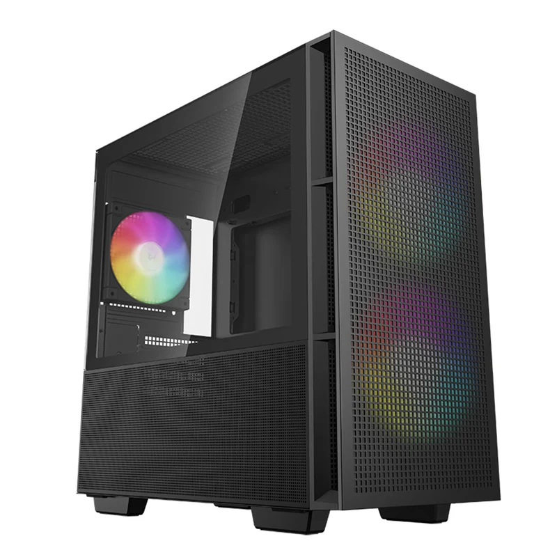 Deepcool CH360 Micro Tower Mini-ITX/Micro ATX Case Airflow Tempered glass + Mesh side panel (Black, White)
