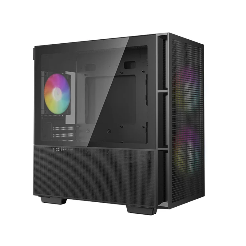 Deepcool CH360 Micro Tower Mini-ITX/Micro ATX Case Airflow Tempered glass + Mesh side panel (Black, White)