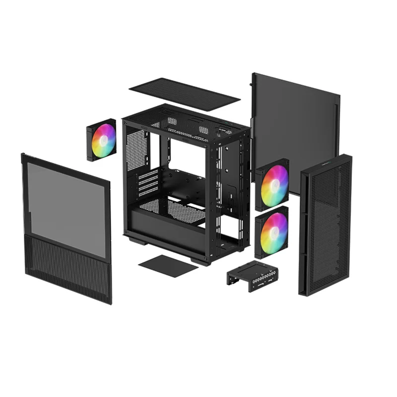 Deepcool CH360 Micro Tower Mini-ITX/Micro ATX Case Airflow Tempered glass + Mesh side panel (Black, White)