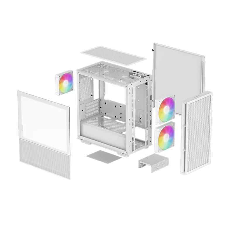 Deepcool CH360 Micro Tower Mini-ITX/Micro ATX Case Airflow Tempered glass + Mesh side panel (Black, White)