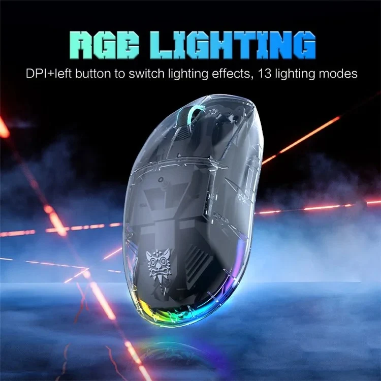 Onikuma CW926 RGB Dual-Mode eSports Gaming Mouse (Black, Transparent)