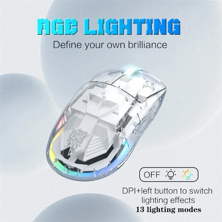 Onikuma CW926 RGB Dual-Mode eSports Gaming Mouse (Black, Transparent)