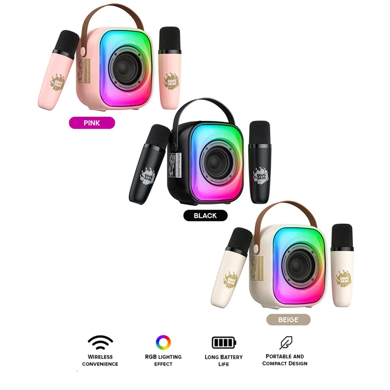 Onikuma L7 Wireless Smart Karaoke RGB Light Bluetooth Speaker Dual Wireless Microphone (Pink, Black, Beige)