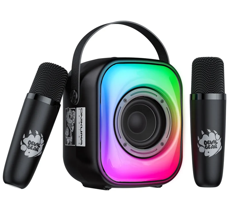 Onikuma L7 Wireless Smart Karaoke RGB Light Bluetooth Speaker Dual Wireless Microphone (Pink, Black, Beige)