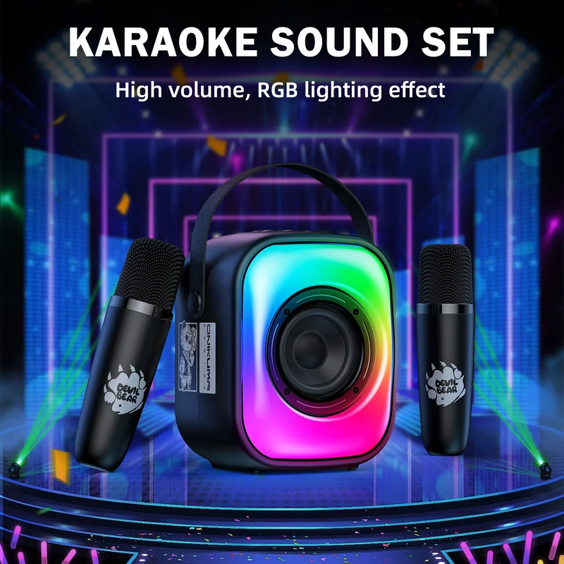 Onikuma L7 Wireless Smart Karaoke RGB Light Bluetooth Speaker Dual Wireless Microphone (Pink, Black, Beige)