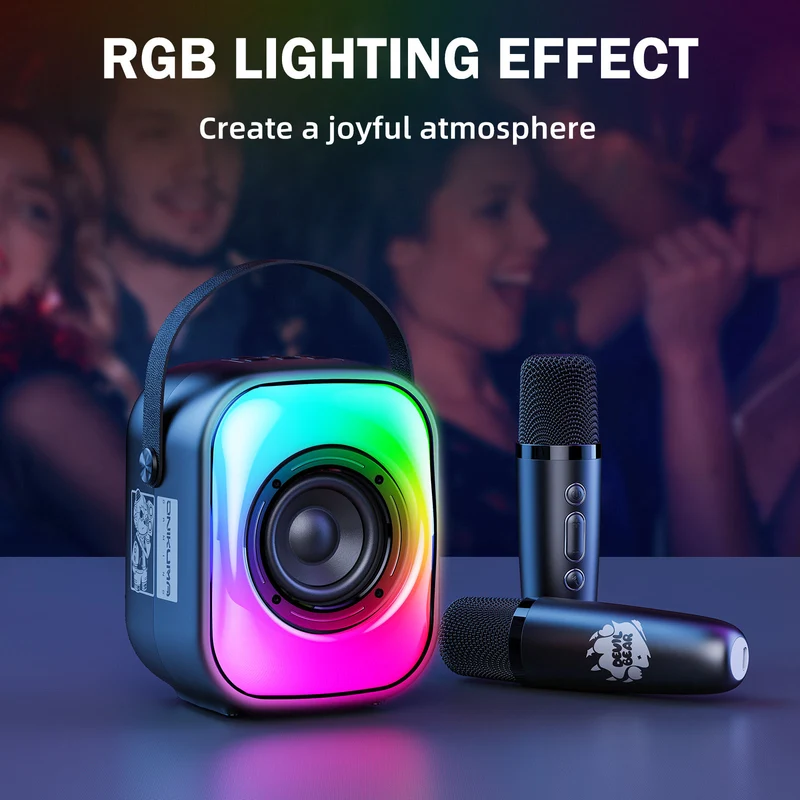 Onikuma L7 Wireless Smart Karaoke RGB Light Bluetooth Speaker Dual Wireless Microphone (Pink, Black, Beige)