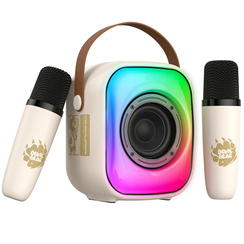 Onikuma L7 Wireless Smart Karaoke RGB Light Bluetooth Speaker Dual Wireless Microphone (Pink, Black, Beige)