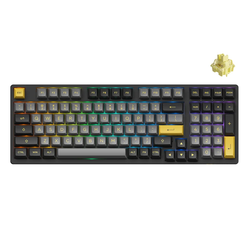 Akko Black & Gold 3098B Plus Multi-Mode RGB Hot-Swappable Mechanical Keyboard (Akko V3 Cream Yellow Pro)