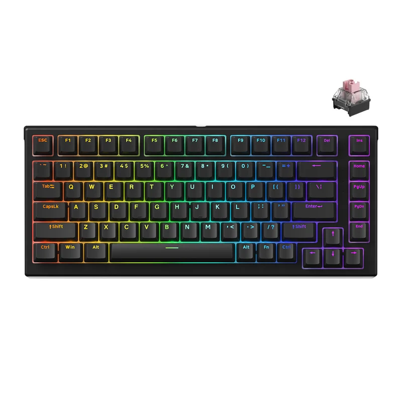 MonsGeek MG75S HE Shine-Through RGB Wired Mechanical Keyboard (Kailh Sakura Pink Magnetic Switch)