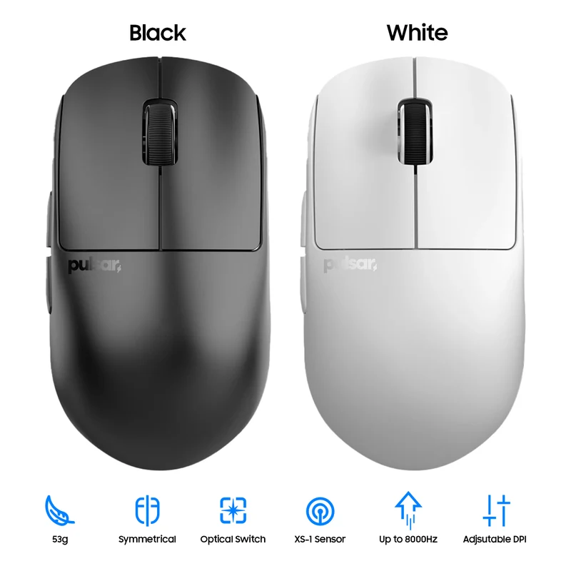 Pulsar X2H V3 Ultralight Weight eSports Gaming Mouse Size 2 (Black, White)