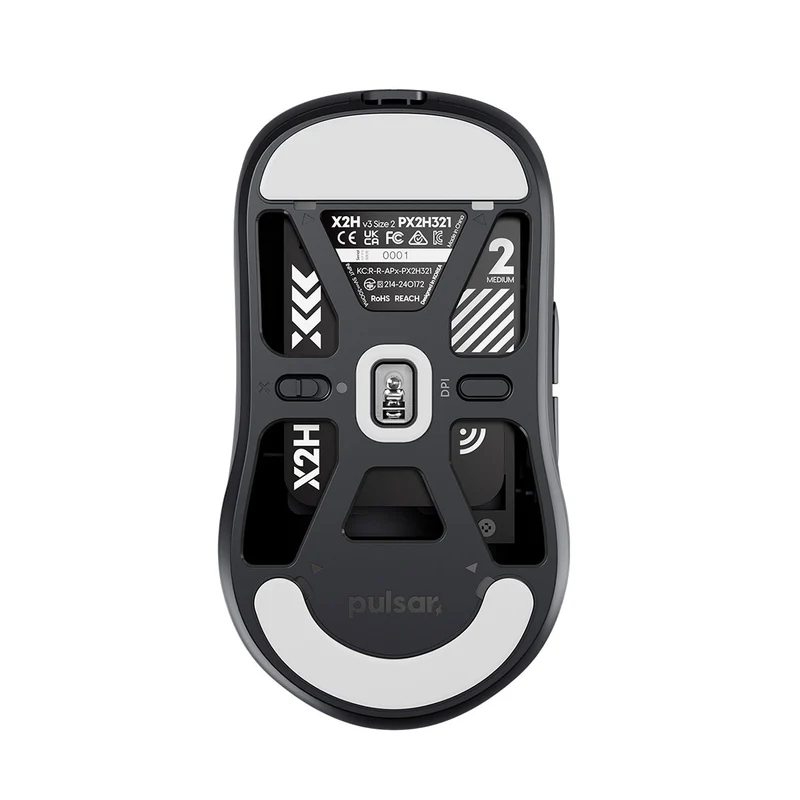 Pulsar X2H V3 Ultralight Weight eSports Gaming Mouse Size 2 (Black, White)