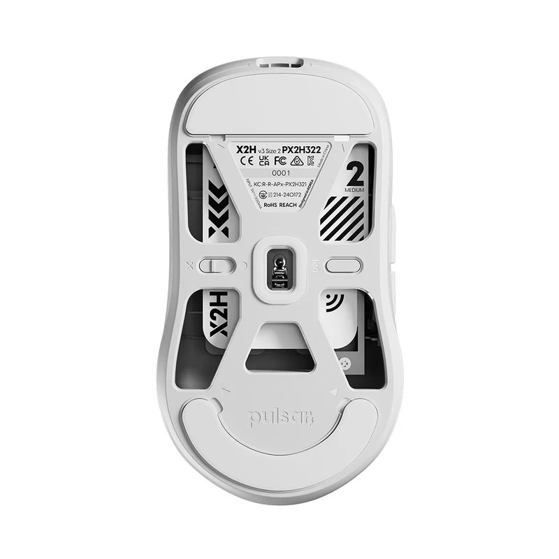 Pulsar X2H V3 Ultralight Weight eSports Gaming Mouse Size 2 (Black, White)