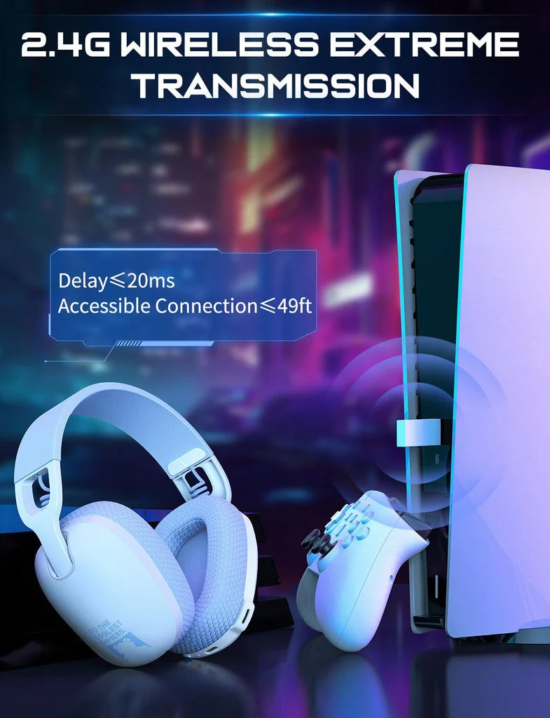 Onikuma B2 Tri-Mode Noise Cancellation Microphone Multi-Platform Gaming Headset (Black, White/Blue)