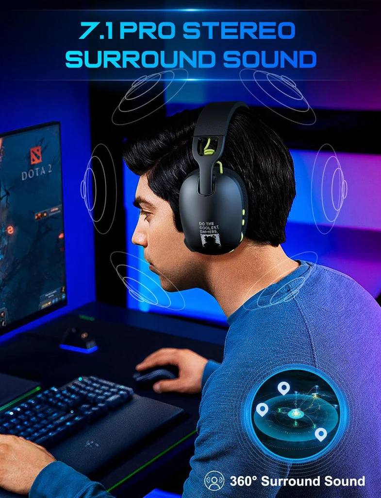 Onikuma B2 Tri-Mode Noise Cancellation Microphone Multi-Platform Gaming Headset (Black, White/Blue)
