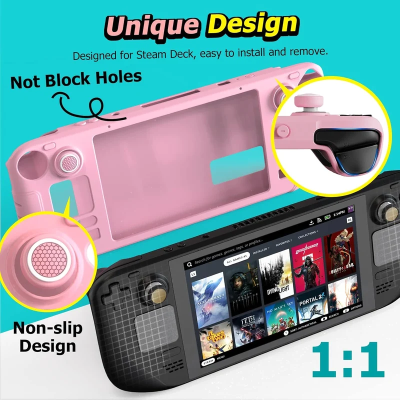 IINE Protective Case Set for Steam Deck OLED (Pink, Black)