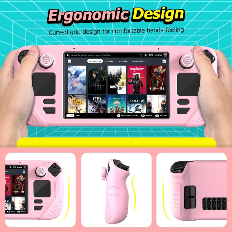 IINE Protective Case Set for Steam Deck OLED (Pink, Black)