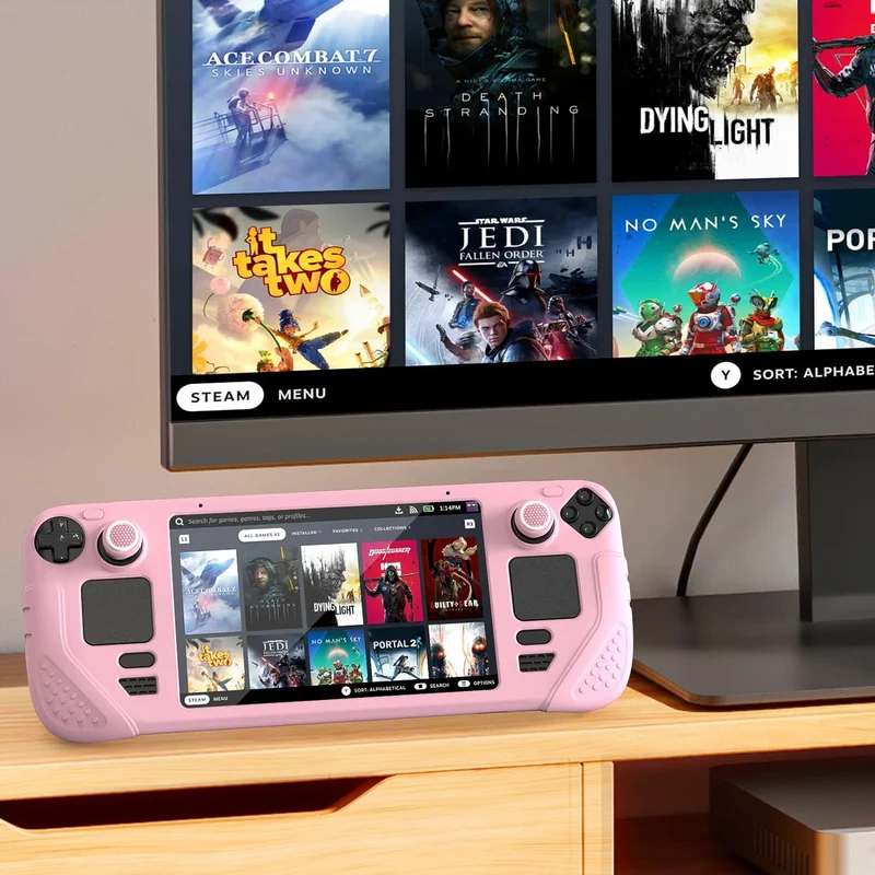 IINE Protective Case Set for Steam Deck OLED (Pink, Black)