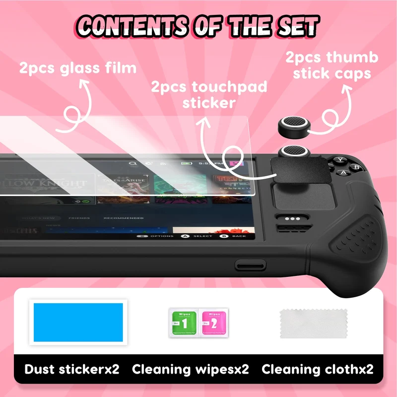 IINE Protective Case Set for Steam Deck OLED (Pink, Black)