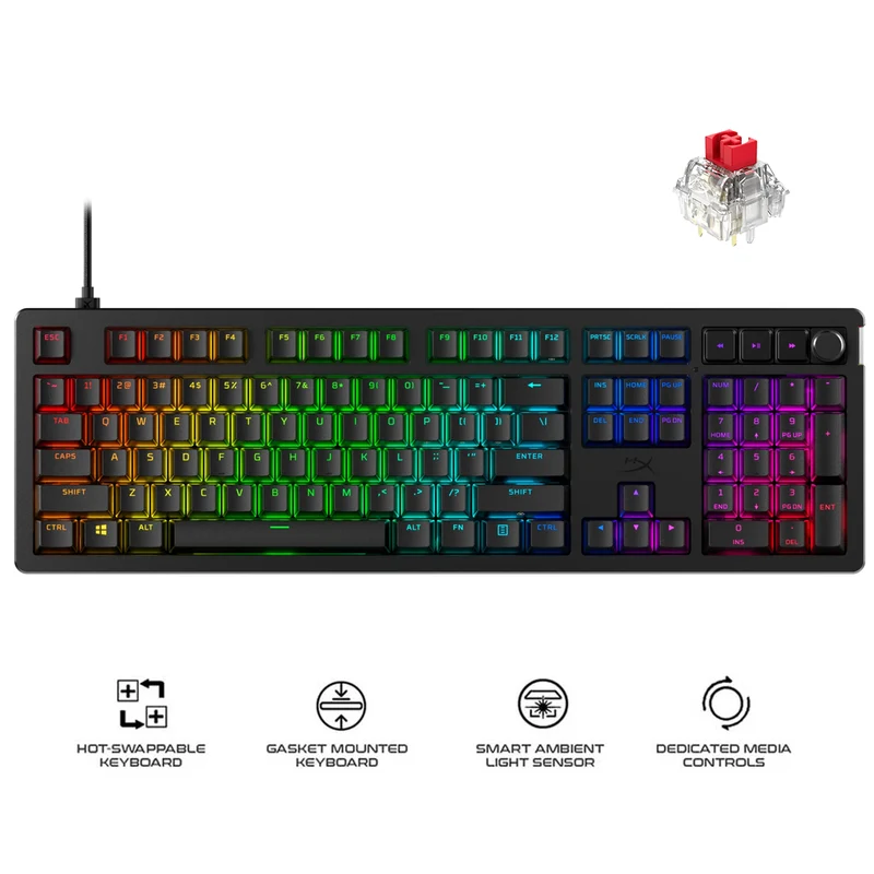 HyperX Alloy Rise Full-Size RGB Mechanical Gaming Keyboard Black (Red Linear Switch) (7G7A3AA#ABA)