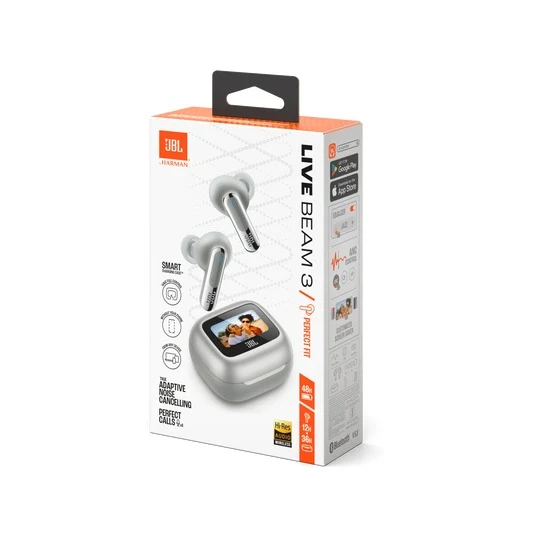 JBL Live Beam 3 True Wireless Noise Cancelling Closed-Stick Earbuds (Black, Silver, Purple, Blue)