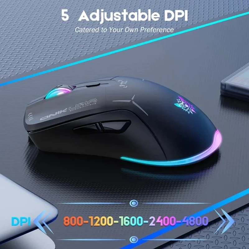 Onikuma CW917 RGB Dual-Mode Gaming Mouse (Black, White)