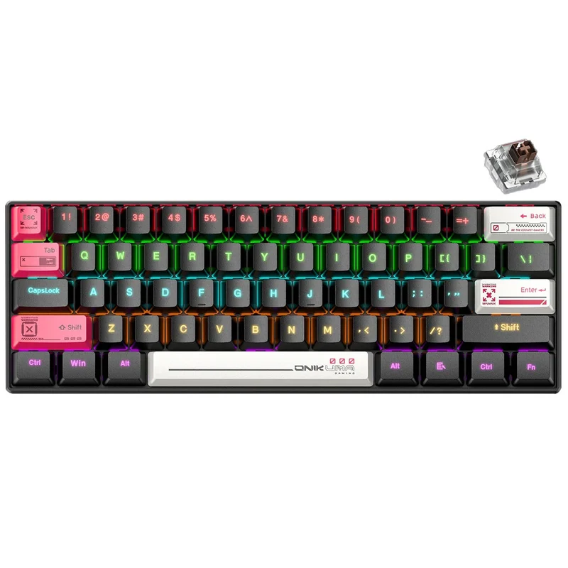 Onikuma G55 61-Keys RGB Wired Mechanical Gaming Keyboard Black (Tea Axis Switch)