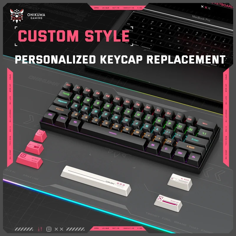 Onikuma G55 61-Keys RGB Wired Mechanical Gaming Keyboard Black (Tea Axis Switch)