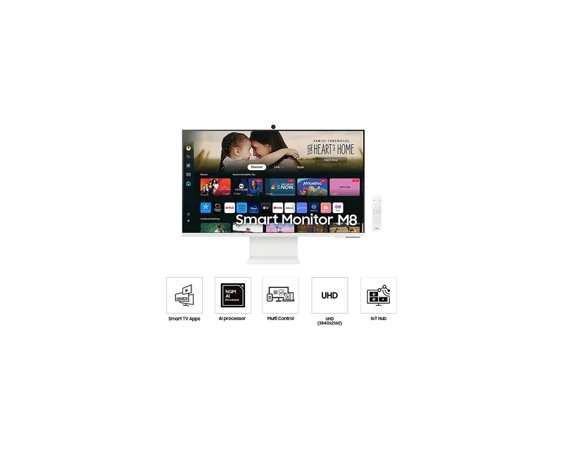 Samsung LS32DM801UEXXP 32" 4K (3840x2160) 60Hz 4ms GTG HDR10 VA Smart Monitor w/ 4K AI Upscaling