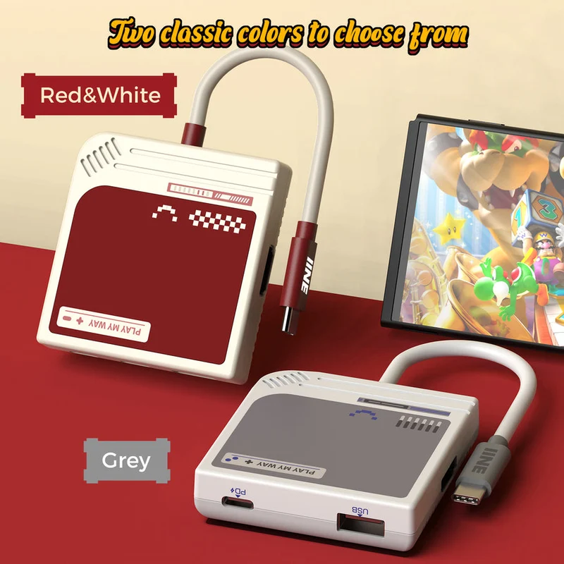 IINE Video Converter 3-in-1 HD Resolution Conversion for Switch 4K/ 30Hz (Red/White, Grey)