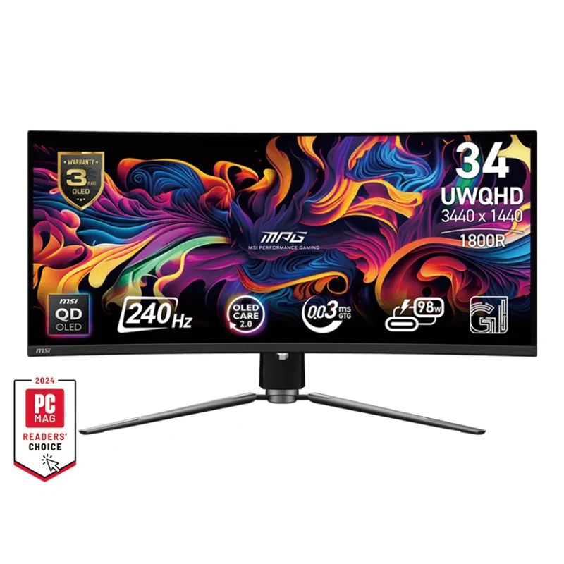 MSI MPG 341CQPX QD-OLED 34" UWQHD (3440x1440) 240Hz 0.03ms GTG Curved Gaming Monitor