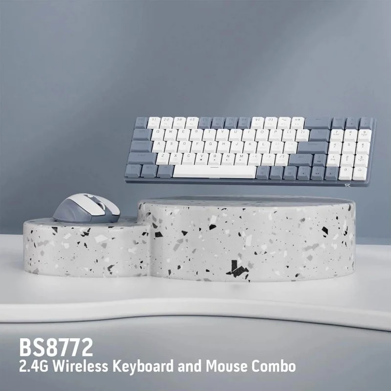 Redragon BS-8772 2.4G Wireless Mechanical Keyboard & Mouse Combo (Red/Pink, Grey/White, Cream/Blue)