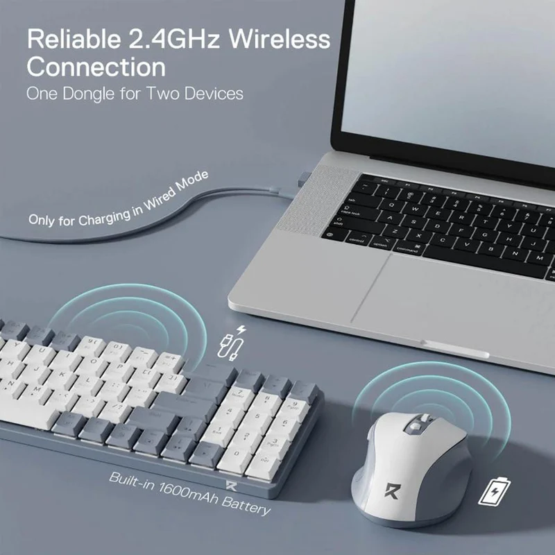 Redragon BS-8772 2.4G Wireless Mechanical Keyboard & Mouse Combo (Red/Pink, Grey/White, Cream/Blue)